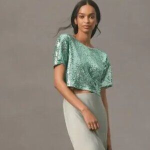 Anthropologie Sequin Cropped Tee - NWOT